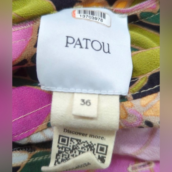 PATOU Floral Print Pleated Maxi Shirt Dress Size 36 US 2 Women's Preowned *flaws - Picture 7 of 9
